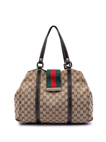  Gucci Pre-owned 2016-2026 Gg Canvas Web New Ladies Tote Bag - Tons Neutres 