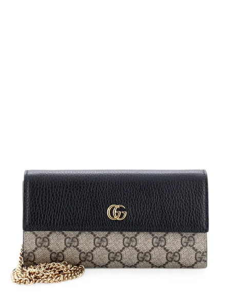  Gucci Pre-owned Gg Marmont Continental Chain Wallet Gg Coated Canvas And Leather Crossbody Bag - Noir 