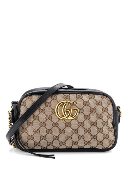  Gucci Pre-owned Gg Marmont Shoulder Bag Diagonal Quilted Gg Canvas With Leather Small Crossbody Bag - Noir 