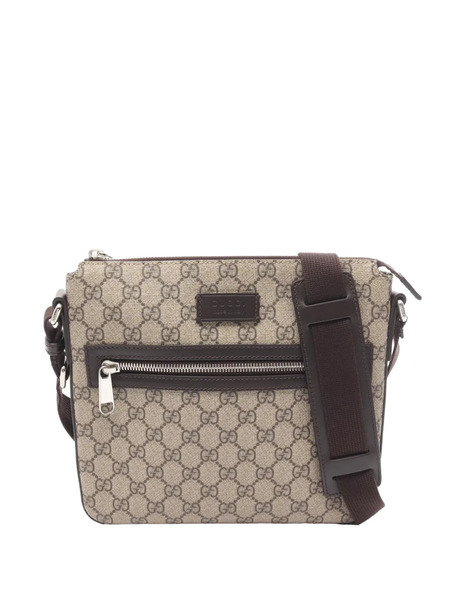  Gucci Pre-owned Grand Sac à Bandoulière Flap Messenger Bag à Motif Gg Supreme (2000-2015) - Tons Neutres 