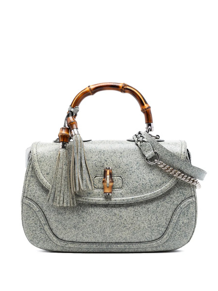  Gucci Pre-owned Grand Sac à Main New En Cuir Moucheté à Anse En Bambou (2016-2026) - Gris 