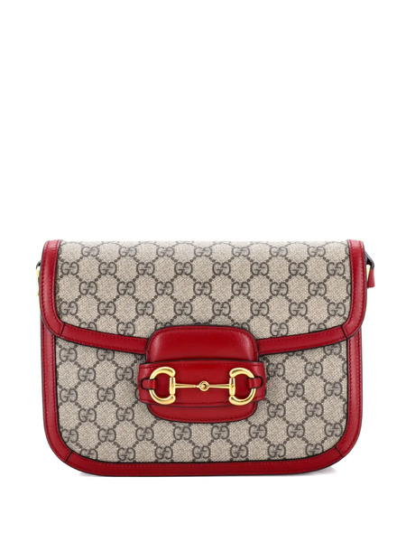 Gucci Pre-owned Horsebit 1955 Shoulder Bag Gg Coated Canvas With Leather Small Crossbody Bag - Marron 