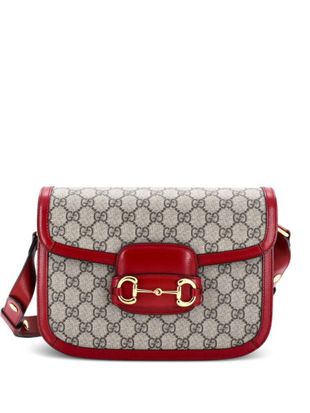  Gucci Pre-owned Horsebit 1955 Shoulder Bag Gg Coated Canvas With Leather Small Crossbody Bag - Tons Neutres 