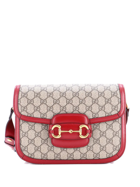  Gucci Pre-owned Horsebit 1955 Shoulder Bag Gg Coated Canvas With Leather Small Crossbody Bag - Tons Neutres 