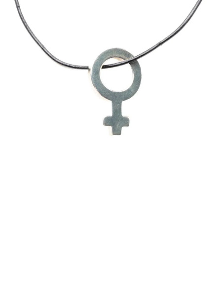  Gucci Pre-owned 1990-2000 Leather And Sterling Silver Venus Symbol Pendant Necklace Costume Necklace - Noir 