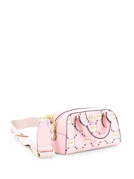  Gucci Pre-owned Ophidia Convertible Boston Top Handle Bag Kawaii Printed Leather Mini Handbag - Rose 