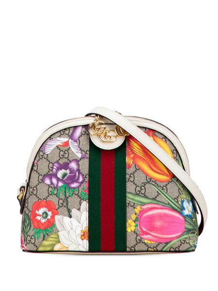  Gucci Pre-owned Petit Sac à Bandoulière Flora Ophidia Dome En Toile Gg Supreme (2016-2024) - Marron 