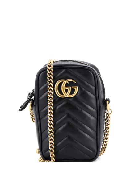  Gucci Pre-owned Sac à Bandoulière Gg Marmont Vertical Phone Matelassé En Cuir Format Mini - Noir 