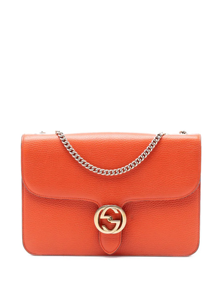  Gucci Pre-owned Sac à Bandoulière Médium En Cuir De Veau Dollar à Plaque Interlocking G (2016-2025) - Orange 