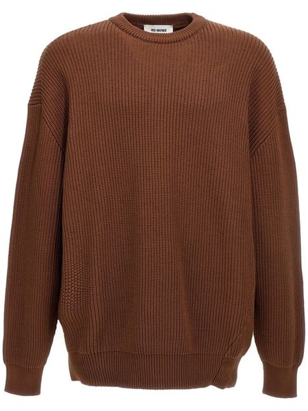  Hed Mayner Pull En Maille Nervurée - Marron 