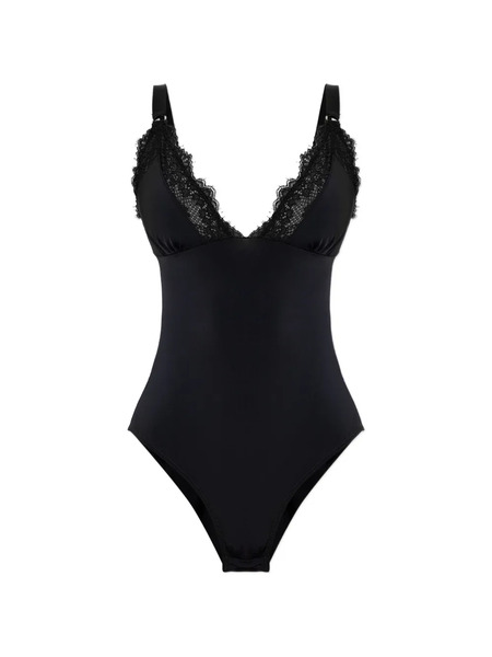  Heist The Bridget Lace-trim Bodysuit - Noir 