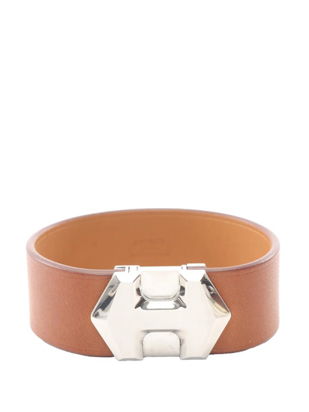  Hermès Pre-owned Bracelet Super H Bracelet T4 à Ornements En Cuir Barenia Et Finitions Palladium (2020) - Marron 