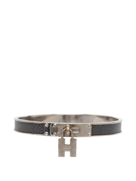  Hermès Pre-owned 2000-2026 Epsom And Palladium Plated Kelly Cadena Lock Bangle Bracelet Costume Bracelet - Gris 