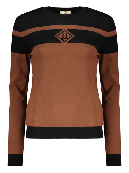  Herno Pull Rayé à Logo Brodé - Marron 