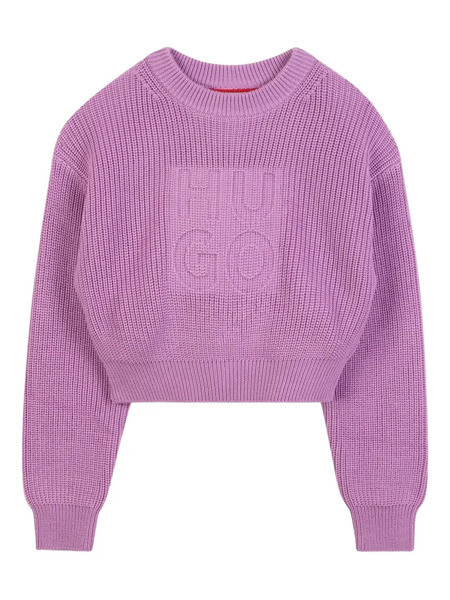  Hugo Kids Pull à Logo Embossé - Violet 
