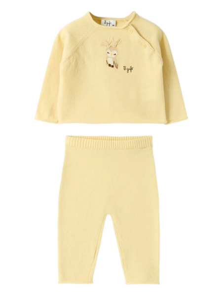  Il Gufo Ensemble Pantalon-haut à Design Brodé - Jaune 