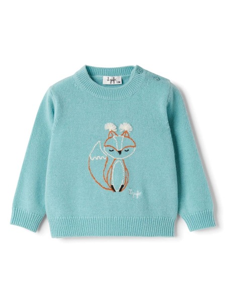  Il Gufo Pull Brodé En Laine - Bleu 