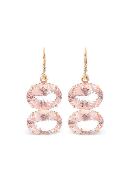  Irene Neuwirth Boucles D'oreilles Gemmy Gem En Or Rose 18ct Serties De Morganite Et Pavées De Diamants 