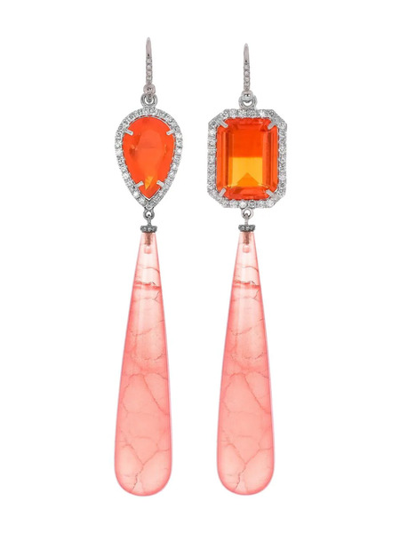  Irene Neuwirth Boucles D’oreilles One Of A Kind En Or Blanc 18ct Serties D'opale, De Diamants Et De Rhodochrosite - Argent 