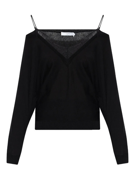  Iro Pull En Dentelle Et Col V - Noir 