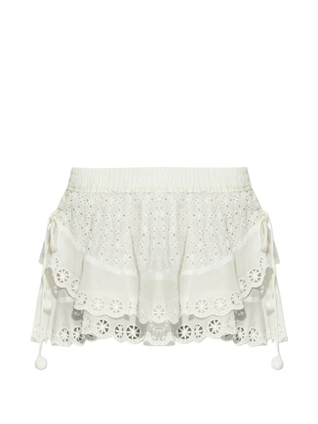  Isabel Marant Short Festonné En Coton à Broderie Anglaise - Blanc 