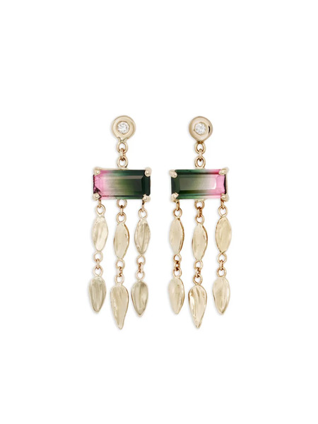  Jacquie Aiche Boucles D'oreilles En Or Jaune 14ct Serties De Tourmaline Et De Diamants - Tons Neutres 