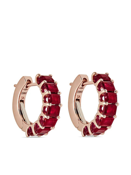  Jewels Aficionado Créoles En Or Rose 18ct Serties De Rubis 
