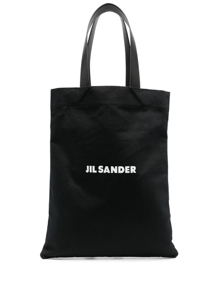  Jil Sander Grand Sac Cabas à Logo Imprimé - Noir 