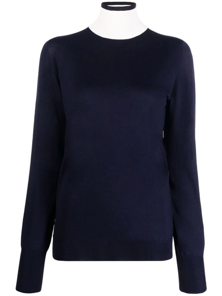  Jil Sander Pull à Col Contrastant - Bleu 