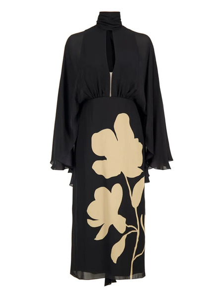  Johanna Ortiz Robe Mi-longue Post Treasured à Fleurs - Noir 