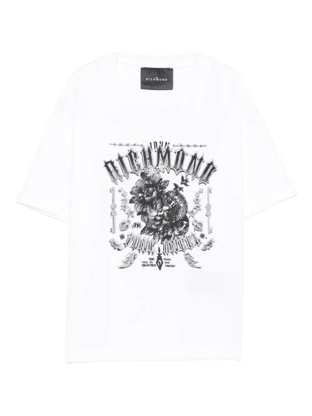  John Richmond Junior T-shirt à Fleurs - Blanc 