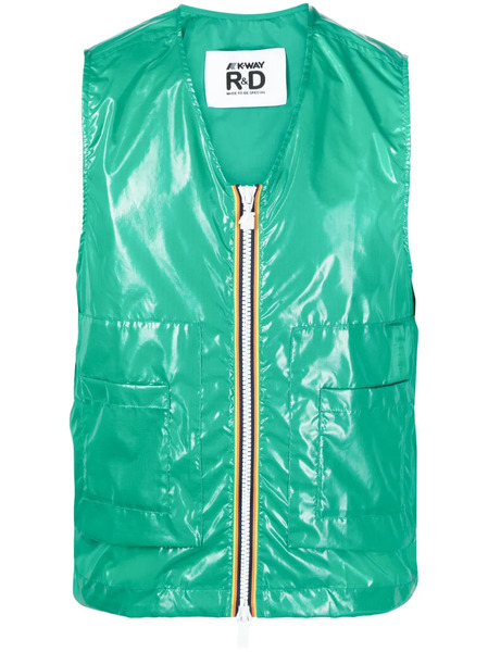  K-way Gilet Zippé à Fini Verni - Vert 