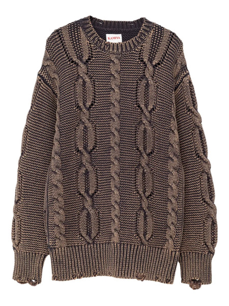  Kamiya Pull En Maille Torsadé - Marron 