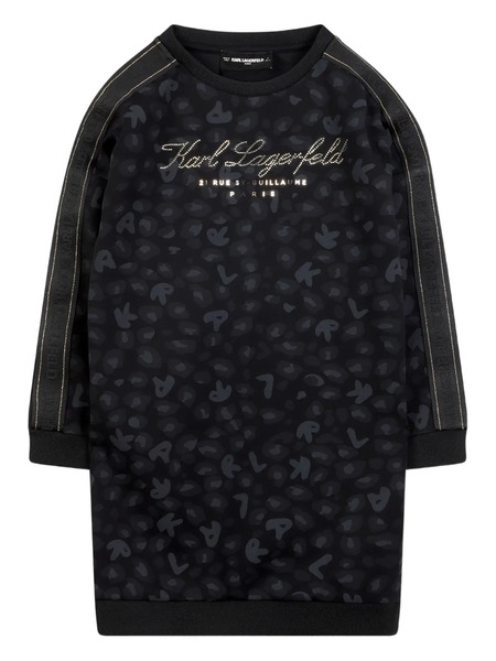  Karl Lagerfeld Kids Robe-sweat à Imprimé Léopard - Noir 