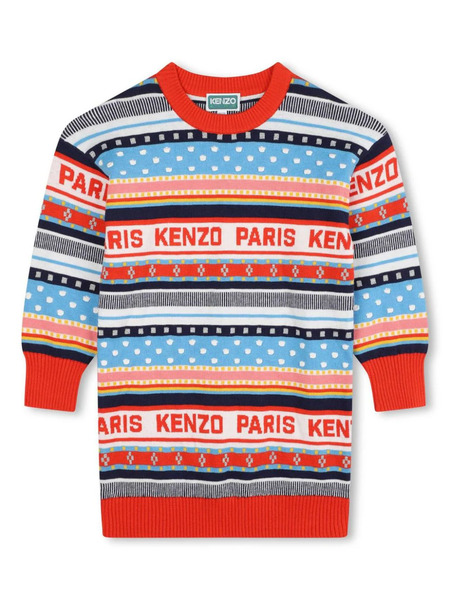  Kenzo Kids Pull à Rayures En Jacquard - Rouge 