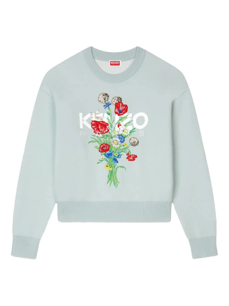 Kenzo Pull à Fleurs Brodées - Bleu 