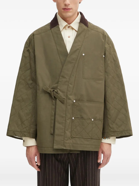  Kenzo Veste Matelassée Weave à Détail Noué - Vert 