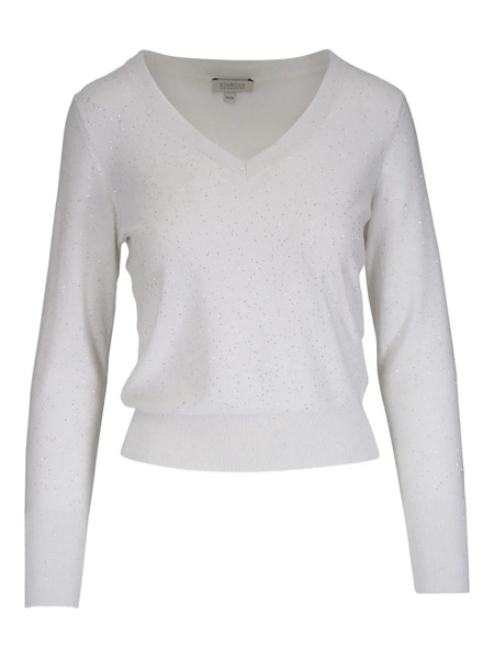  Kinross Cashmere Pull à Col V - Blanc 