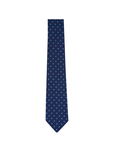  Kiton Cravate En Soie à Motif Géométrique - Bleu 