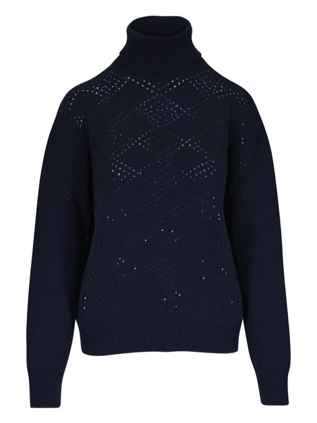  Kiton Pull à Col Roulé - Bleu 