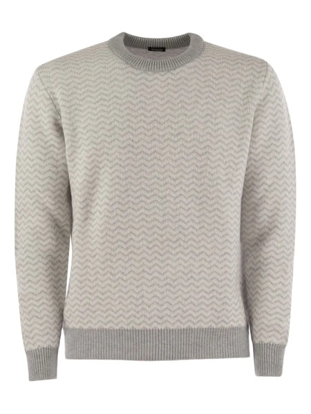  Kiton Pull Nervuré à Chevrons - Tons Neutres 