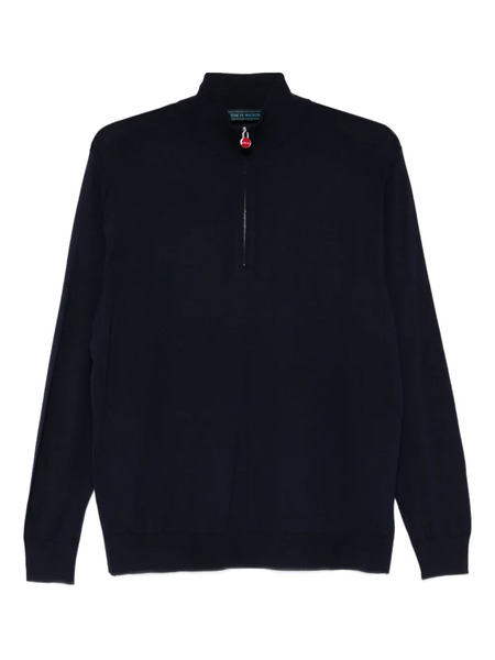  Kiton Pull Zippé à Col Montant - Bleu 