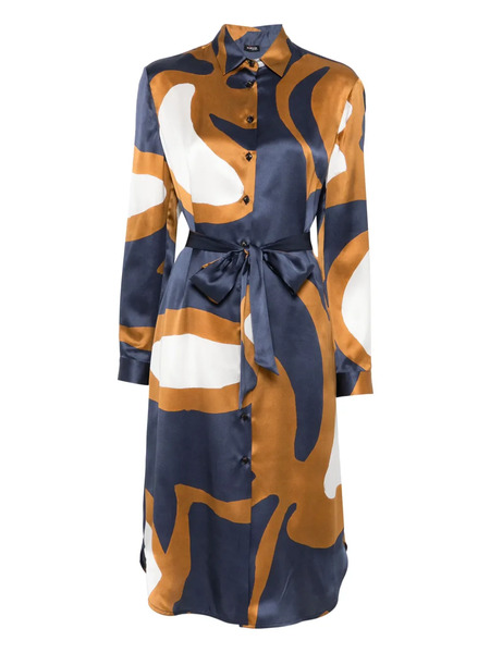  Kiton Robe Mi-longue à Imprimé Graphique - Bleu 