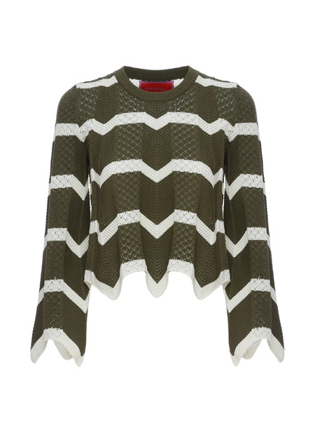  La Doublej Pull à Chevron Crops - Vert 