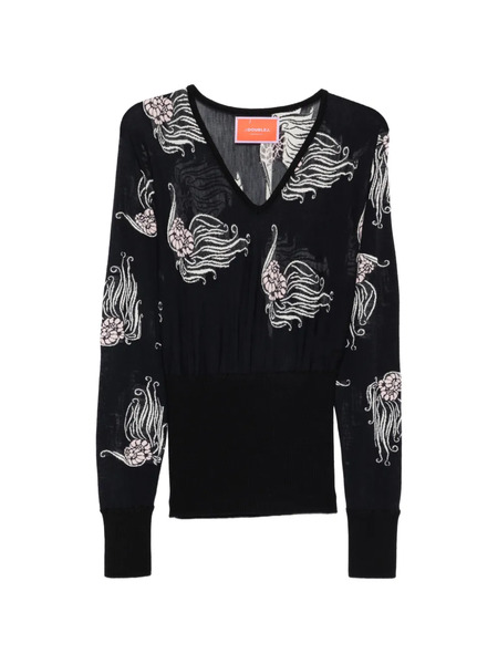  La Doublej Pull à Fleurs - Noir 