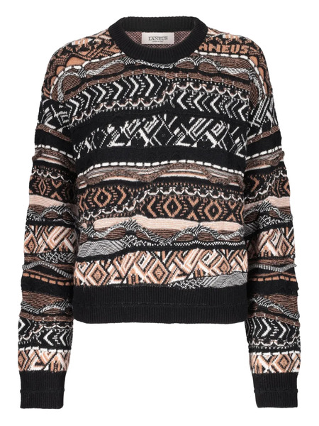  Laneus Pull En Maille Intarsia - Noir 