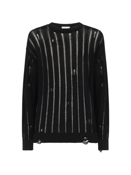  Laneus Pull Rayé Déchiré - Noir 