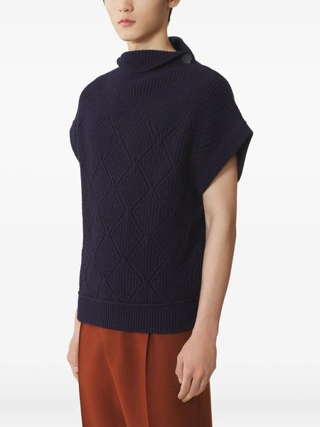  Lanvin Pull à Col Montant - Bleu 