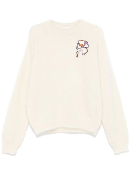  Lanvin Pull à Patch Trèfle - Blanc 