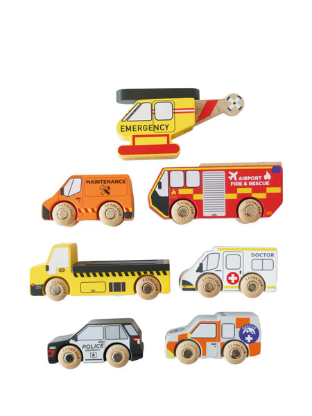  Le Toy Van Figurines Emergency Helicopter & Rescue Cars - Rouge 